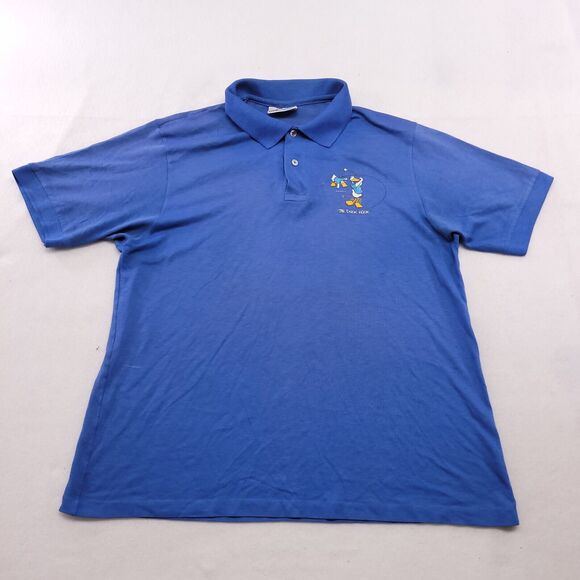 Hanes Casual Collared Short Sleeve Polo Shirt Adult Mens Size Large L Blue - Picture 2 of 10